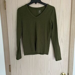 GAP Women's Long Sleeve Olive Top
